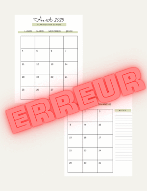 Atelier unique<br>ERREUR<br>Planificateur 2025-2026