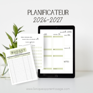 Atelier unique<br>Version digitale<br>Planificateur 2026-2027